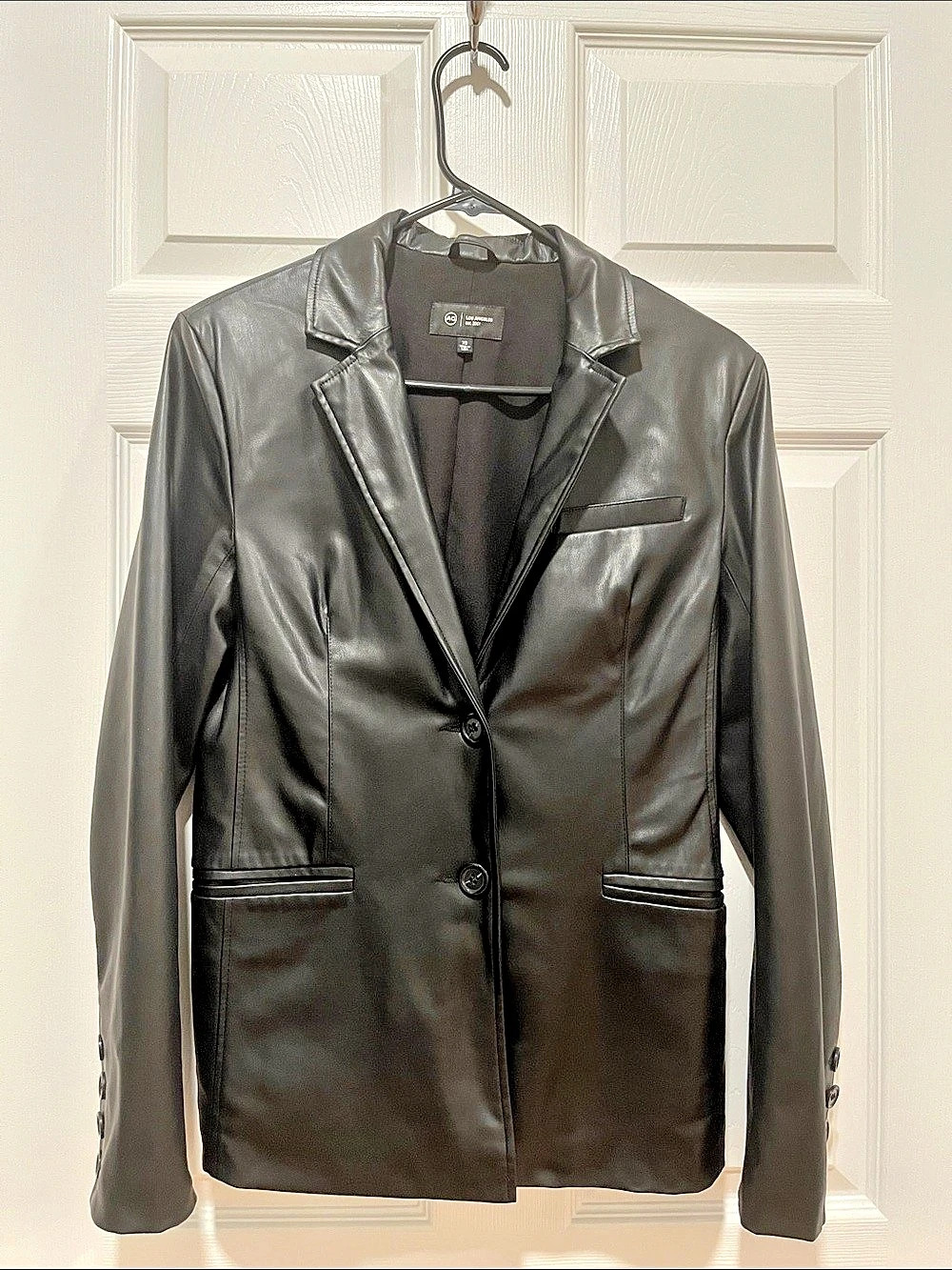 AG Los Angeles Faux Leather Blazer Jacket Black XS Like New